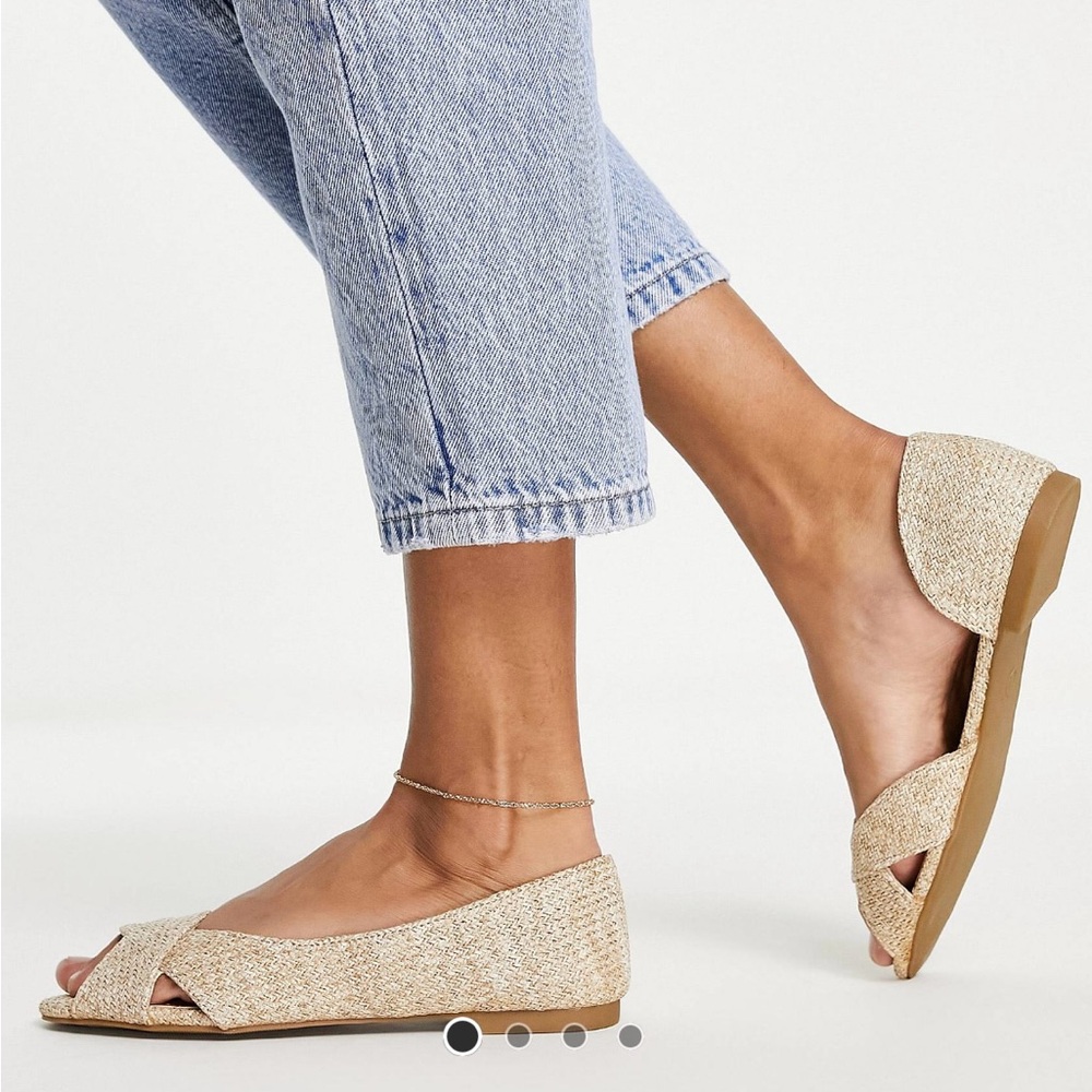 ASOS Design Laurel peep toe ballet flats in natural wicker